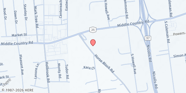 Map showing Connect Church at 31 Horseblock Rd., Centereach, NY