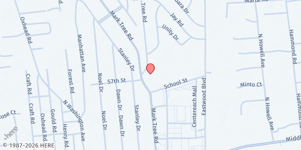 Map showing Our Savior Lutheran Ch. at 140 Mark Tree Rd., Centereach, NY