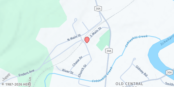 Map showing Central Bridge Ball Park at 116 South Main Street, Central Bridge, NY