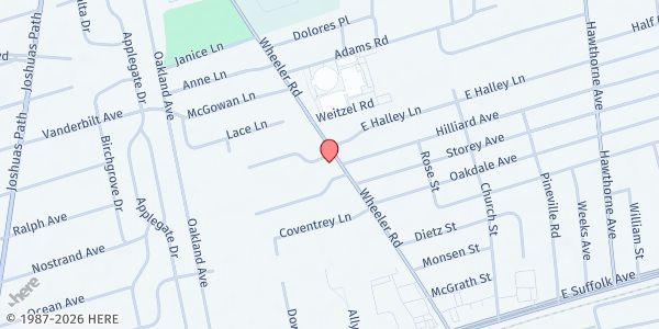 Map showing Central Islip Civic Council at 68 Wheeler Rd., Central Islip, NY