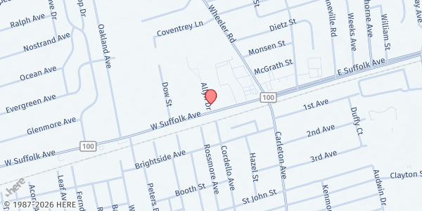 Map showing Faith Alive Ministries at 17 W Suffolk Ave., Central Islip, NY