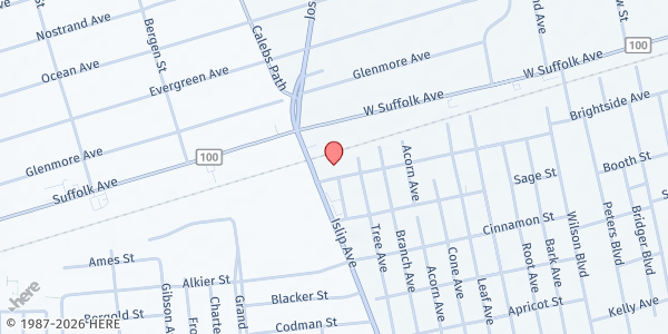 Map showing Hands Across Long Island (HALI) at 159 Brightside Ave., Central Islip, NY