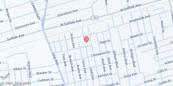 Map showing Holy Church of Christ at 41 Sage St, Central Islip, NY