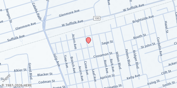 Map showing Holy Church of Christ at 41 Sage St, Central Islip, NY