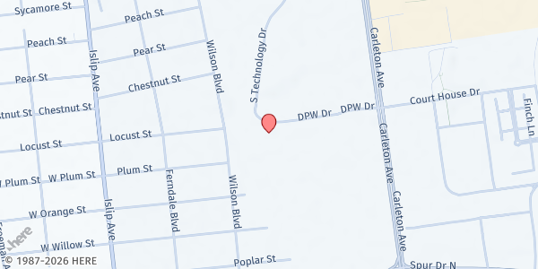 Map showing Islip Animal Shelter at 200 South Technology Drive, Central Islip, NY