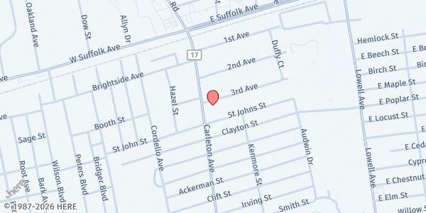 Map showing St. John of God Food Pantry at 84 Carleton Avenue, Central Islip, NY