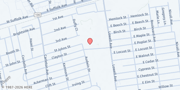 Map showing Youth Enrichment Services at 72 Leaf Ave, Central Islip, NY
