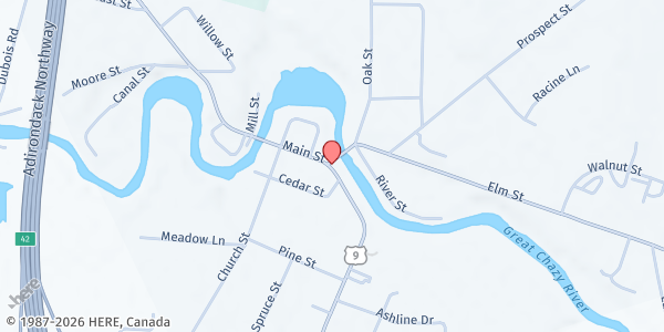 Map showing Paquette Park Gazebo at 1154 US-9, Champlain, NY