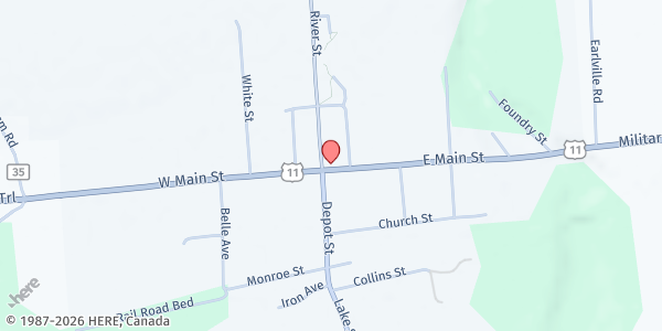 Map showing Chateaugay Food Pantry at 165 E. Main St, Chateaugay, NY