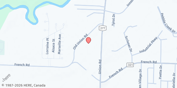 Map showing Resurrection Life Church at 2145 Old Union Rd, Cheektowaga, NY