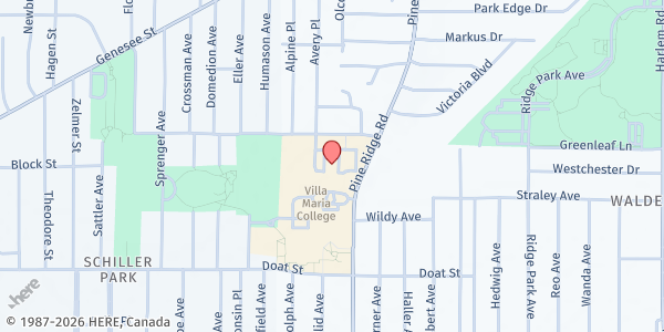 Map showing Sister Mary Josette Food Pantry at Villa Maria at 240 Pine Ridge Rd, Cheektowaga, NY