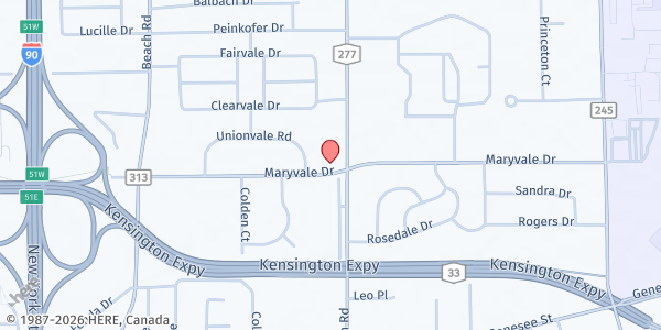 Map showing ST. LUKE FOOD PANTRY at 900 Maryvale Drive, Cheektowaga, NY