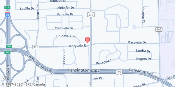 Map showing ST. LUKE FOOD PANTRY at 900 MARYVALE DRIVE, CHEEKTOWAGA, NY