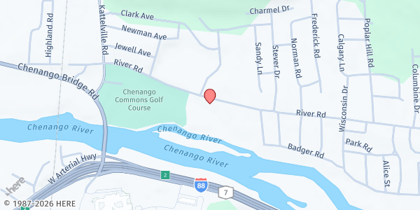 Map showing CHOW- St. Mark's Episcopal at 728 River Road, Chenango Bridge, NY