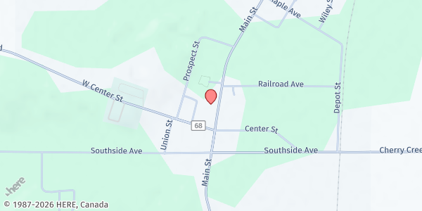 Map showing TWICE FED FOOD PANTRY at 6813 MAIN STREET, CHERRY CREEK, NY