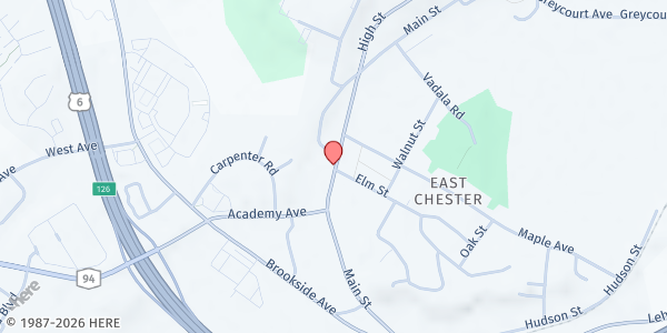 Map showing CHESTER PRESBYTERIAN FOOD PANTRY at 94-96 Main Street, Chester, NY