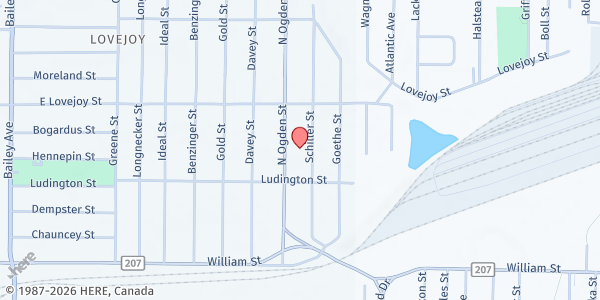 Map showing Catholic Charities - Lovejoy Pantry at 118 Schiller St., City of Buffalo, NY