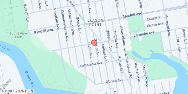 Map showing Bethel Second Christian Church at 459 Thieriot Avenue, Clason Point, NY