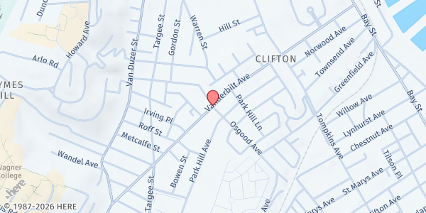 Map showing CHASI MFP - Vanderbilt Ave & Osgood Ave at 299 Vanderbilt Avenue, Clifton, NY