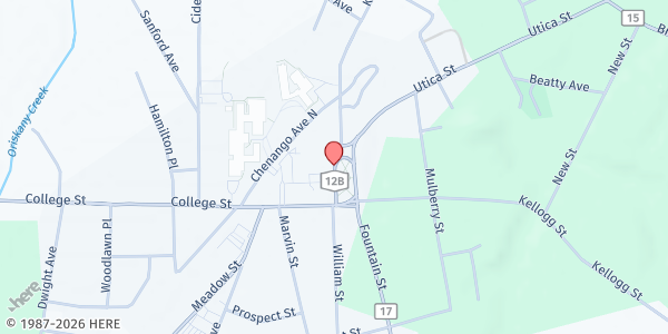 Map showing Clayton Farmers' Market - Village Green at 21 West Park Row, Clinton, NY