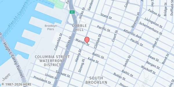 Map showing Seeds in the Middle at 153 Warren Street, Cobble Hill, NY