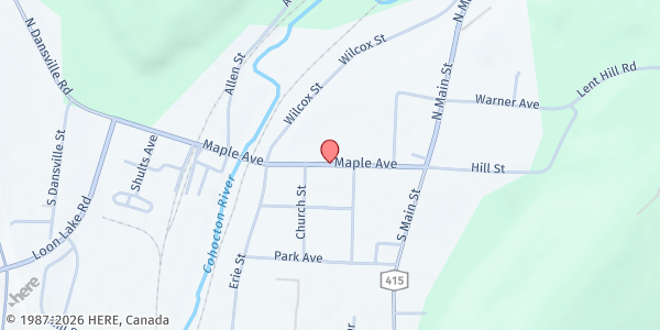 Map showing Cohocton Community Food Pantry at 37 Maple Ave, Cohocton, NY