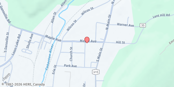 Map showing Cohocton Community Food Pantry at 37 Maple Ave, Cohocton, NY