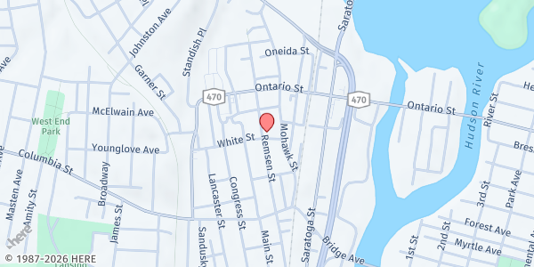 Map showing Albany Community Action Partnership (ACAP) Food Pantry at 145 Remsen Street, Cohoes, NY