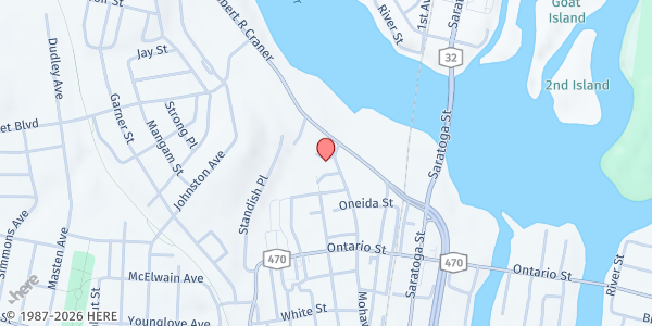 Map showing Cohoes Library at 10 Cayuga Plaza, Cohoes, NY