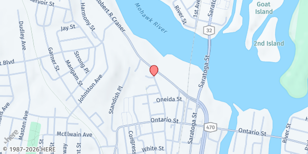 Map showing Cohoes Senior Center at 10 Cayuga Plaza, Cohoes, NY