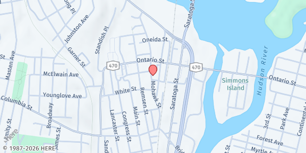 Map showing United Church of Cohoes at 123 Mohawk Street, Cohoes, NY