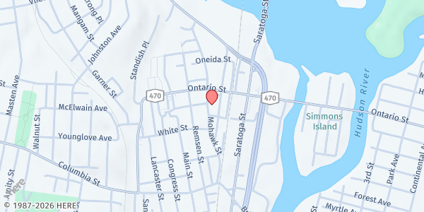 Map showing United Church of Cohoes - Main Office at 123 Mohawk Street, Cohoes, NY