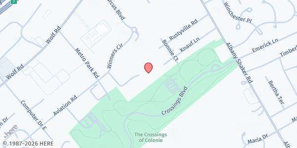 Map showing Beltrone Living Center at 6 Winners Circle, Colonie, NY