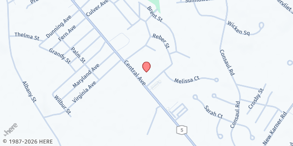 Map showing St. Clare's Food Pantry - Colonie at 1947 Central Avenue, Colonie, NY