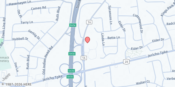 Map showing Commack Branch of The Smithtown Library at 3 Indian Head Rd, Commack, NY