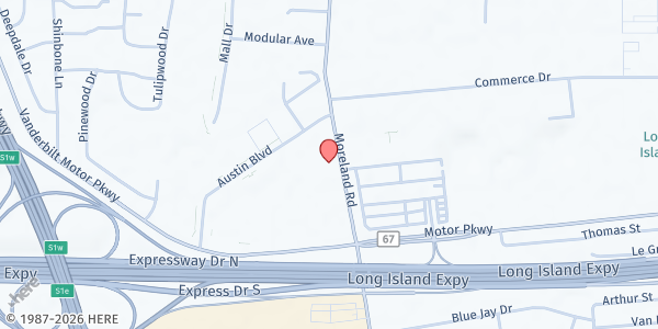 Map showing Suffolk County Girl Scouts at 442 Moreland Rd., Commack, NY