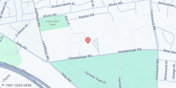 Map showing Suffolk Y Jewish Community Center at 74 Hauppauge Road, Commack, NY