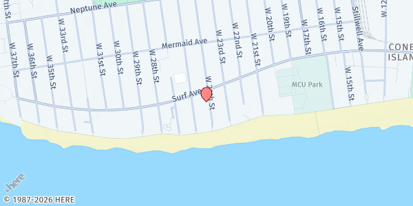 Map showing Haber House Older Adult Center at 3024 West 24th Street, Coney Island, NY