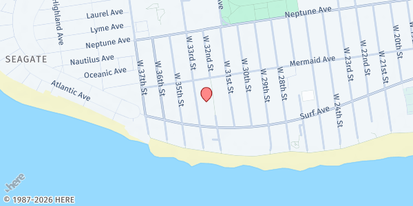 Map showing Kingdom Global Missions - Coney Island at 2945 West 33rd Street, Coney Island, NY