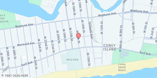 Map showing Salt And Sea Mission Food Pantry at 1530 Mermaid Avenue, Coney Island, NY