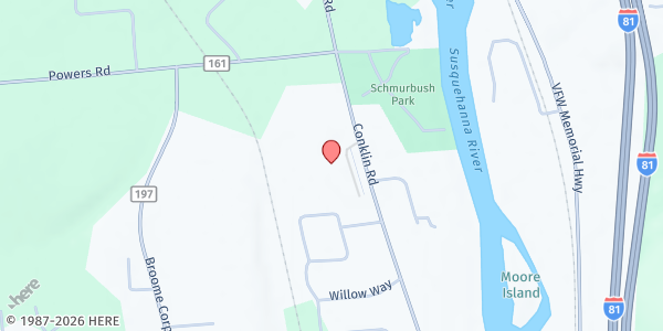 Map showing School Food Center - Susquehanna Valley CSD at 1168 Conklin Road, Conklin, NY