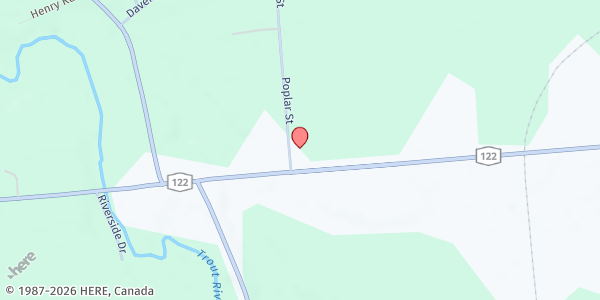 Map showing Catholic Community Constable at 9 Poplar St, Constable, NY