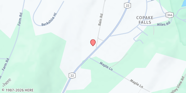 Map showing Our Lady of Hope Copake Falls Food Pantry at 8074 State Rte 22, Copake Falls, NY