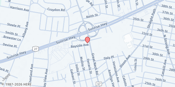 Map showing Full Gospel - Safe Harbor at 2675 Great Neck Road, Copiague, NY