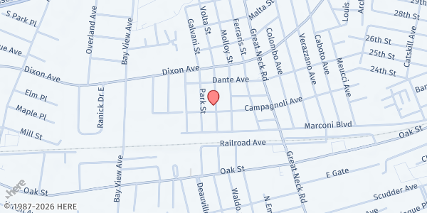 Map showing OLA-Our Lady of the Assumption Outreach at 115 Leonardo Da Vinci St, Copiague, NY