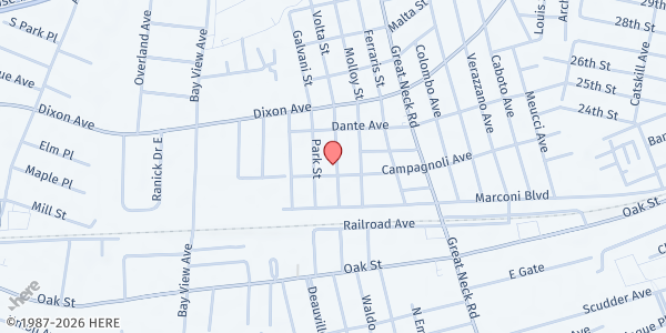 Map showing Our Lady of Assumption, Copiague at 115 Leonardo Da Vinci St, Copiague, NY
