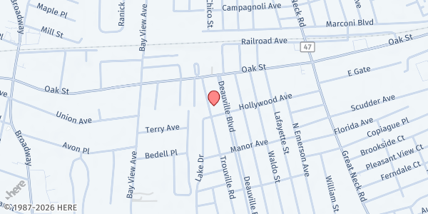 Map showing RCCG Prince of Peace at 270 Trouville Road, Copiague, NY