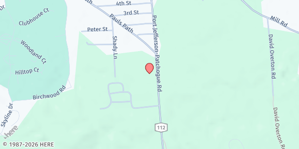 Map showing Coram Food Pantry at 3600 Rte 112, Coram, NY