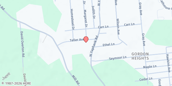 Map showing Faith Baptist Church of Coram Youth Award at 10 Teller Ave., Coram, NY