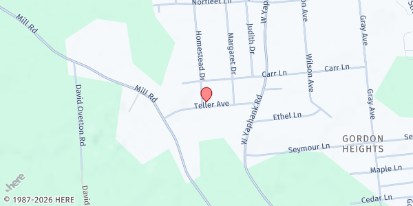 Map showing Gordon Heights SDA Pantry at 21 Teller Ave, Coram, NY